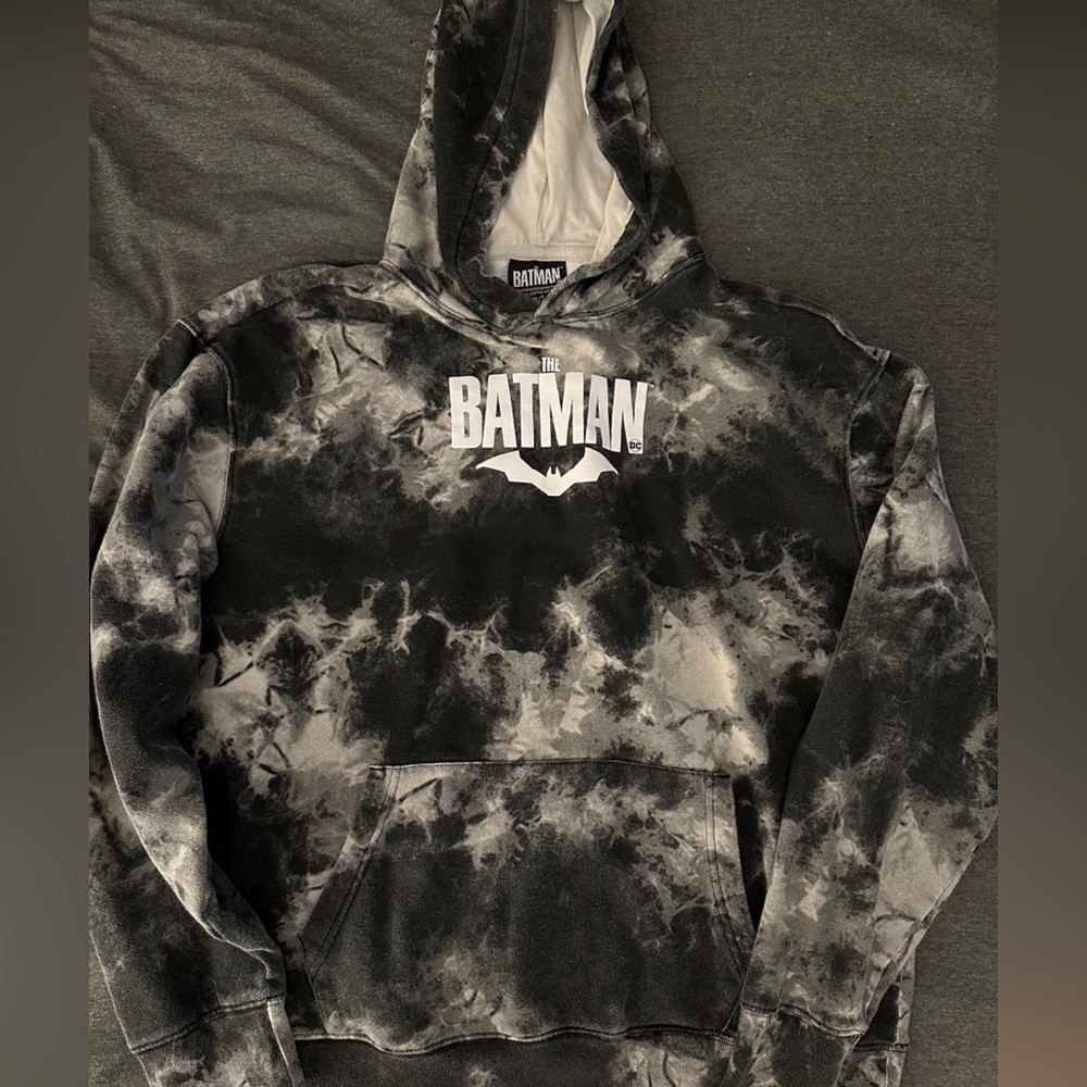 The Batman DC Comics Pullover Sweatshirt Hoodie Tie Dye Acid Wash Extra Large